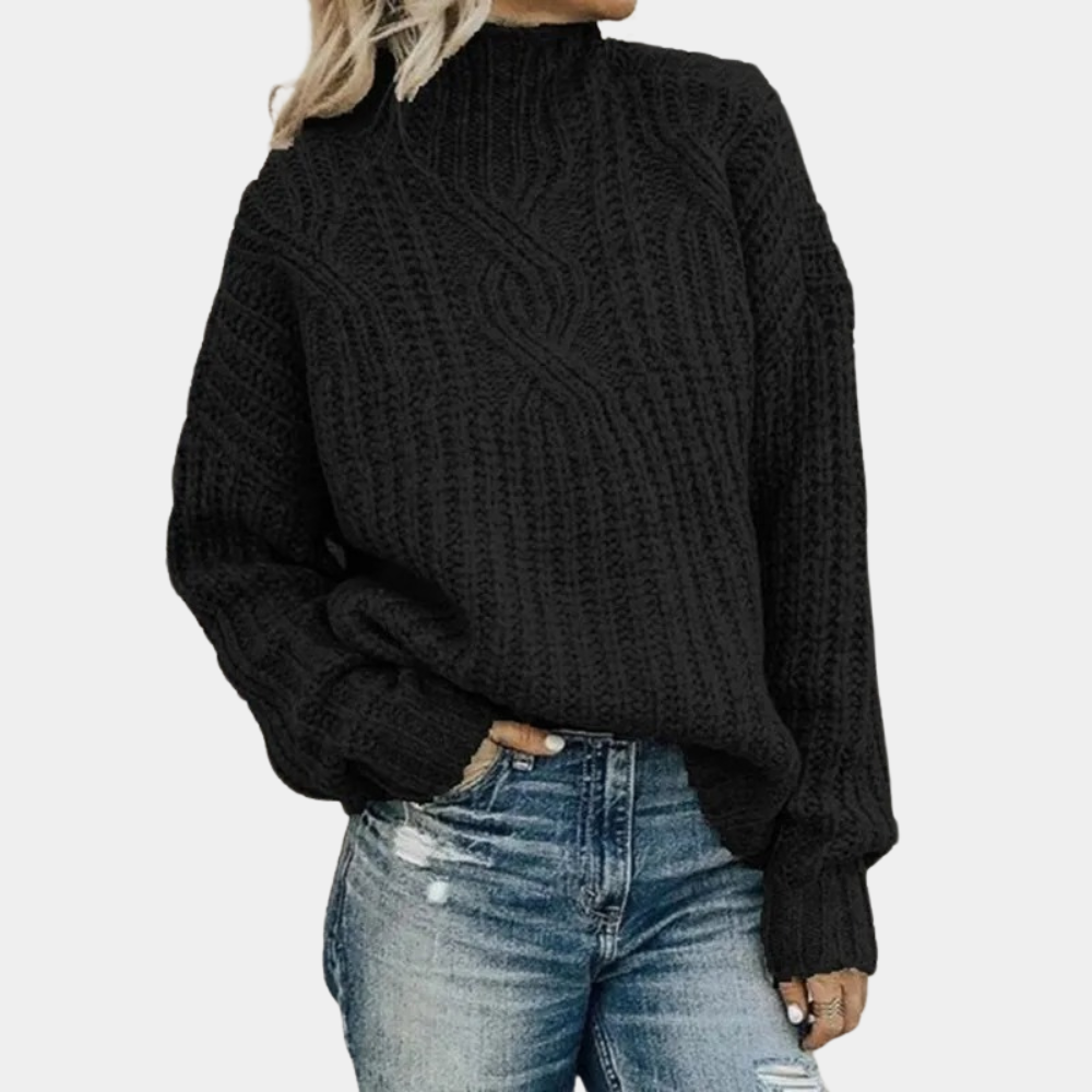 Pull en maille douce pour femme automne à col montant à coupe classique Mélanie