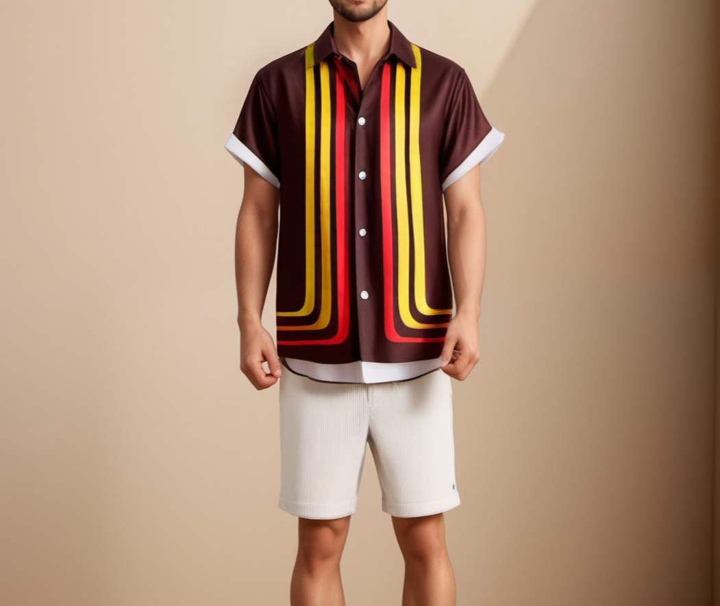 Théo – Chemise d’été rétro à manches courtes homme