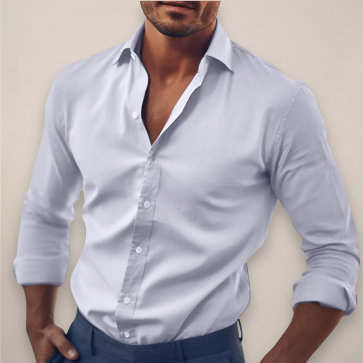 Julien – Chemise à manches longues unie homme