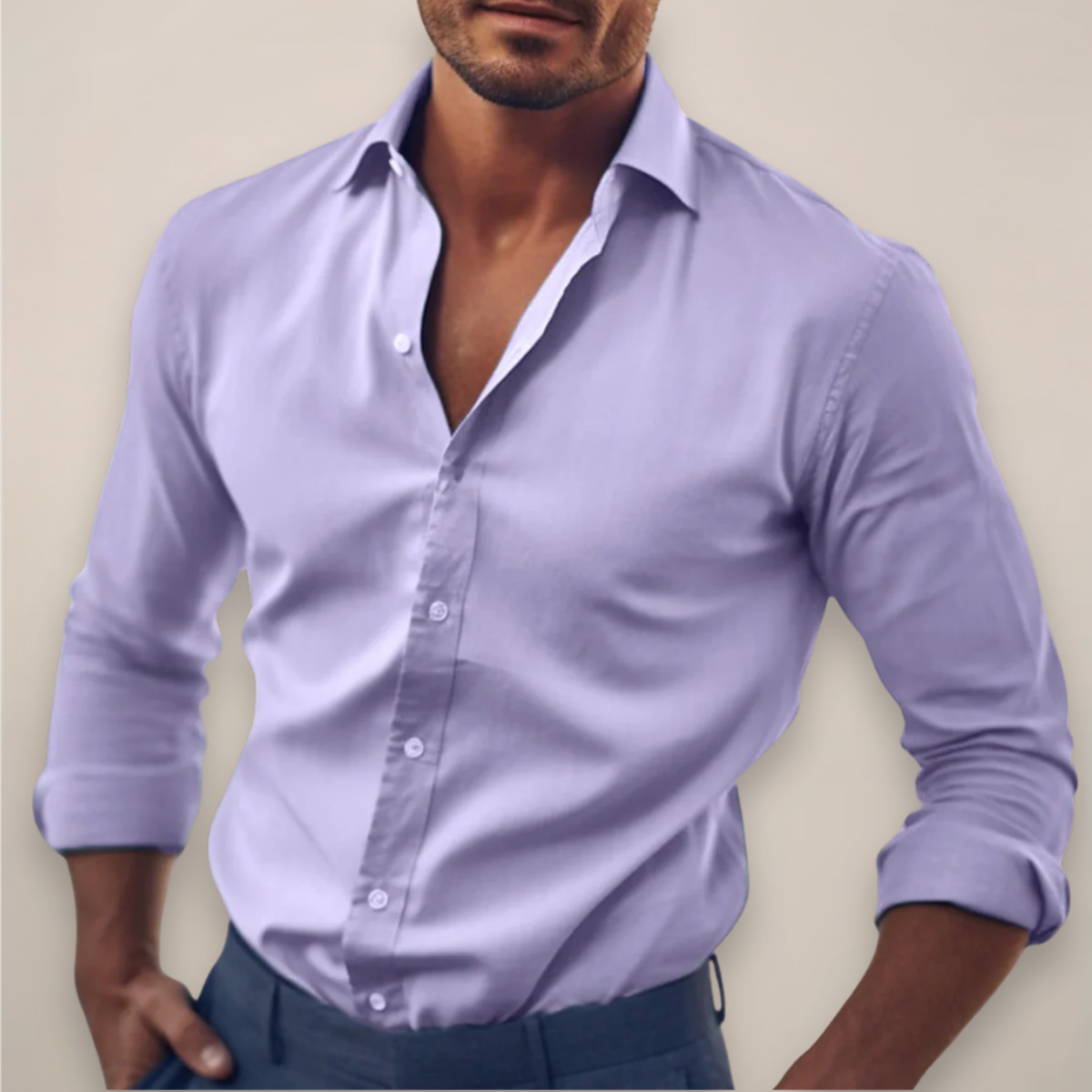 Julien – Chemise à manches longues unie homme