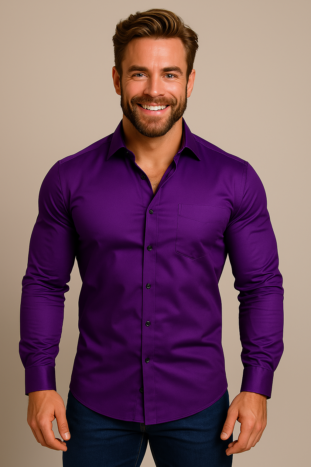 Thomas – Chemise à manches longues coupe ajustée homme