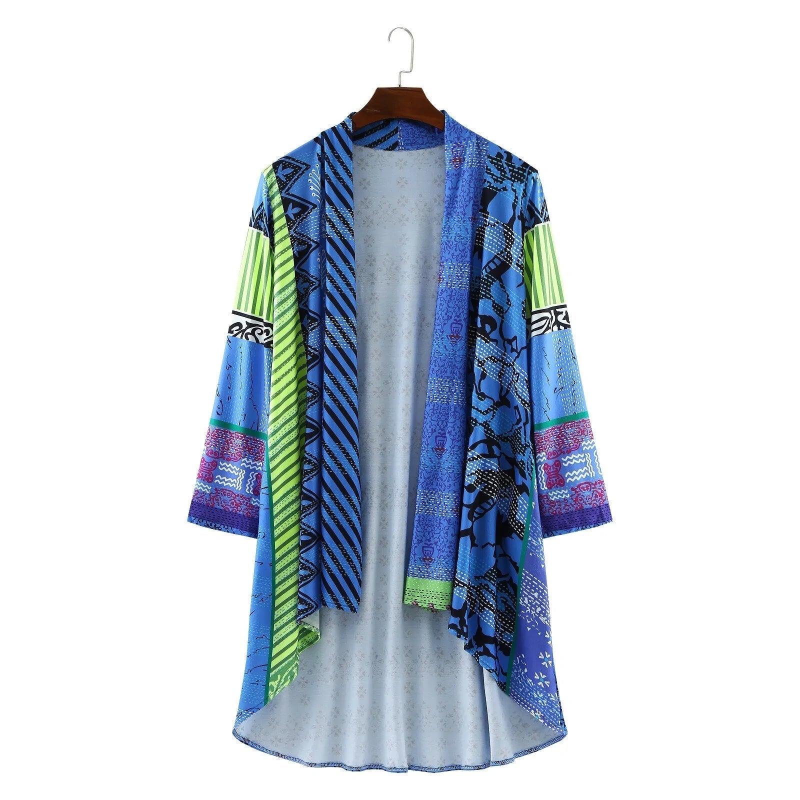 Gilet pour femmes automne ample coloré en tissu fluide avec imprimé patchwork Noa