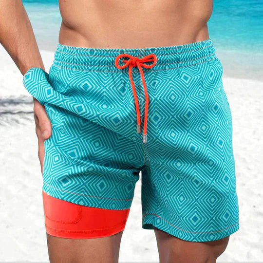 Short de bain homme 2-en-1 séchage rapide à poche téléphone