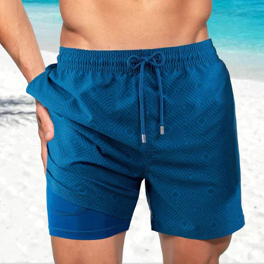 Short de bain homme 2-en-1 séchage rapide à poche téléphone