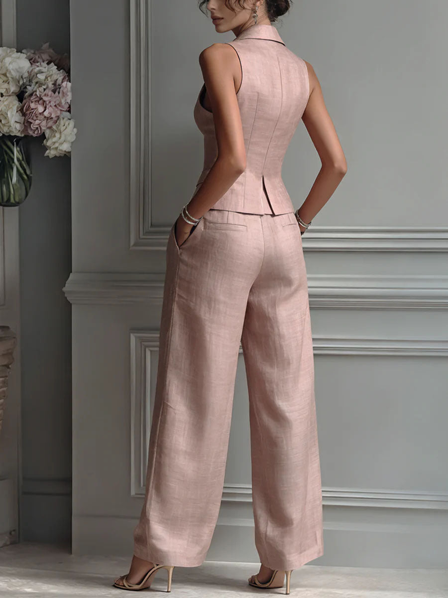 Ensemble femme deux pièces à col V sans manches