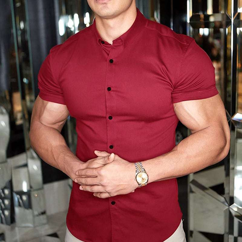 Enzo – Chemise slim fit à manches courtes homme