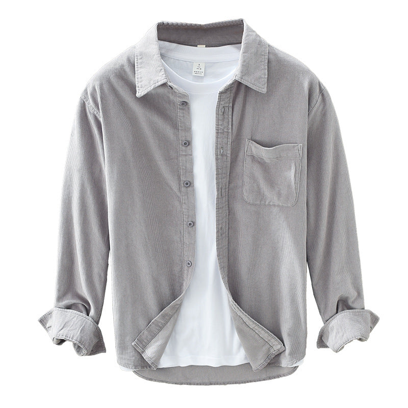 Chemise en velours côtelé pour homme automne douce élégante en coton avec style rétro Augustin