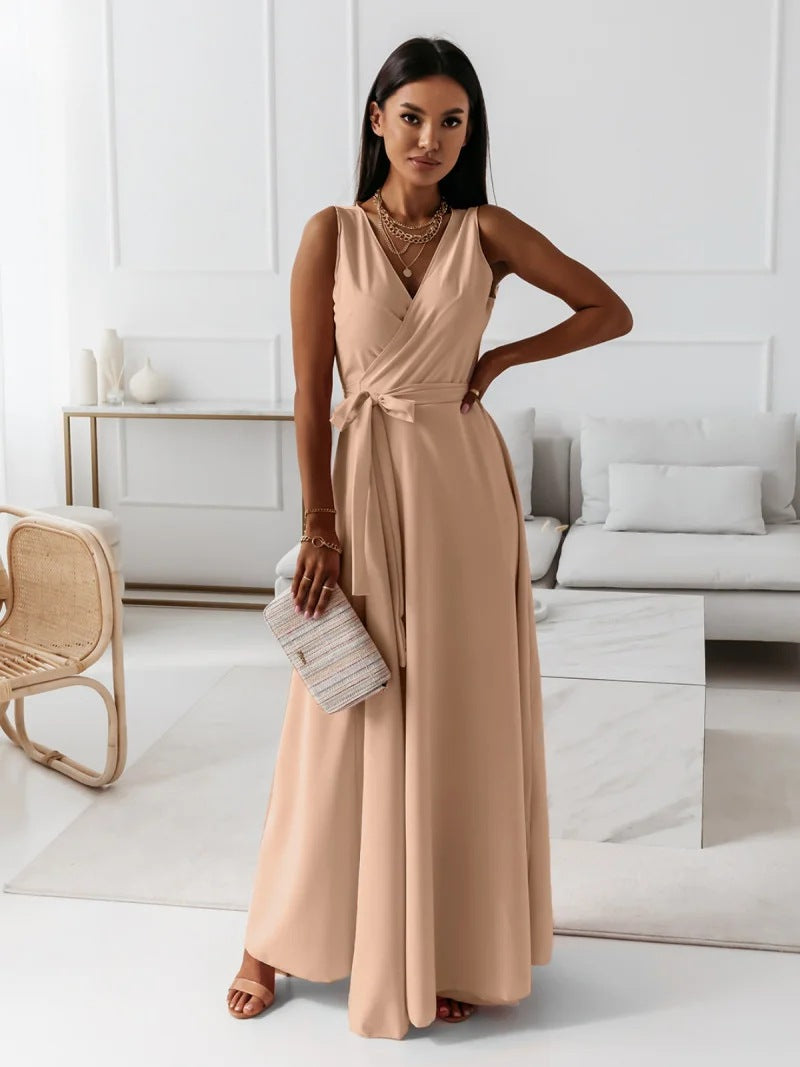 Isabeau – Robe maxi à col en V femme