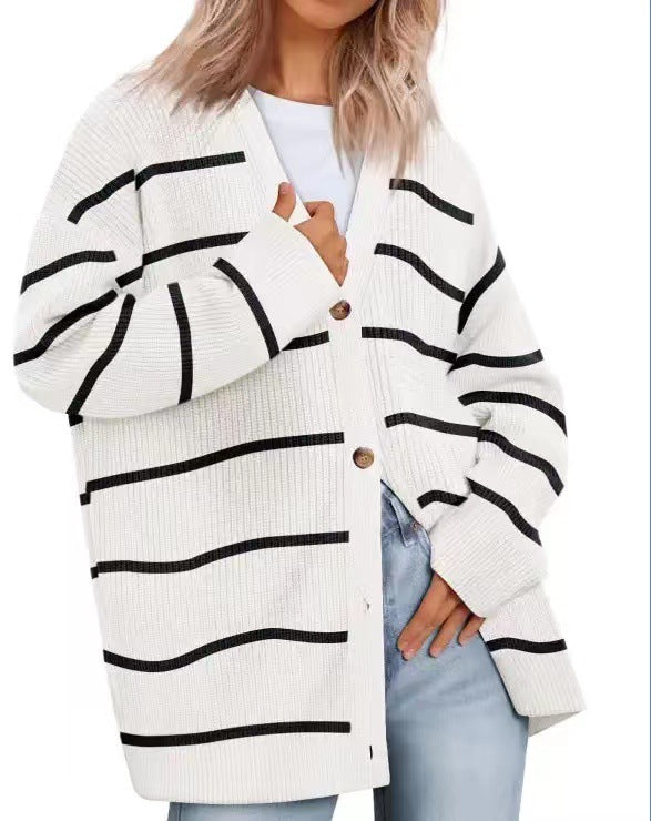 Anaïs – Gilet femme oversize à rayures