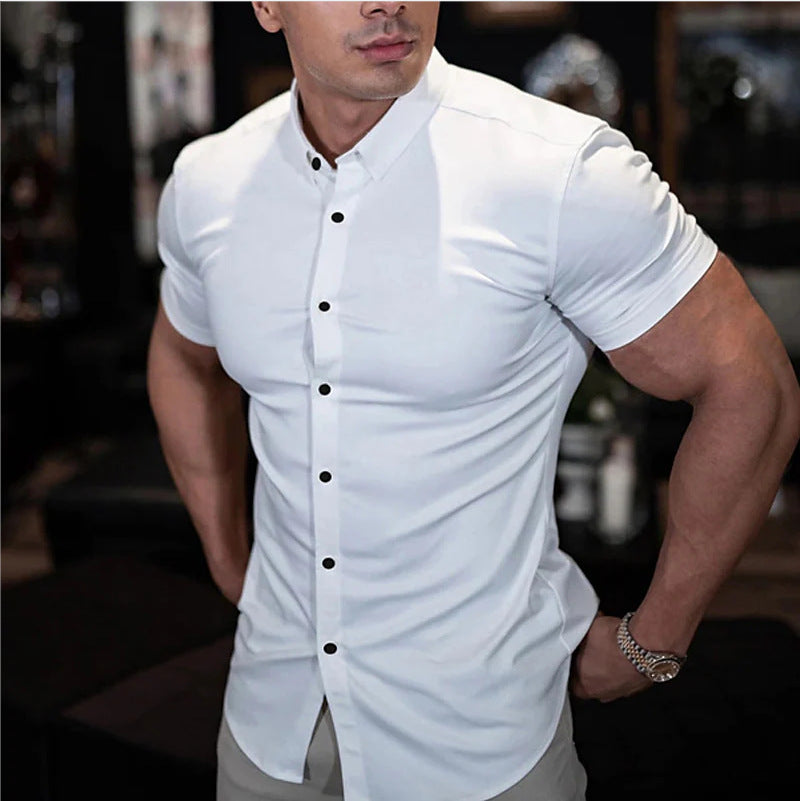 Enzo – Chemise slim fit à manches courtes homme