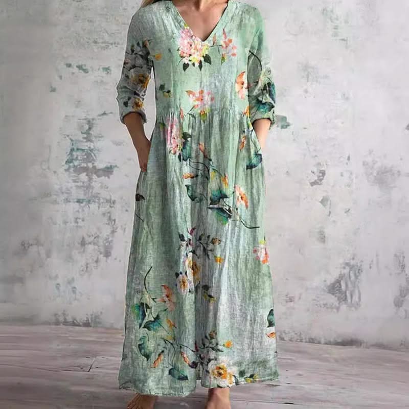 Émilie – Robe midi d'été fleurie femme