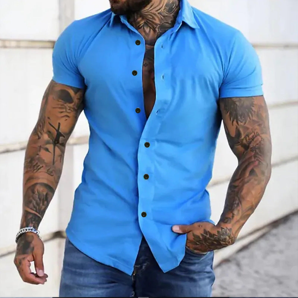 Enzo – Chemise slim fit à manches courtes homme