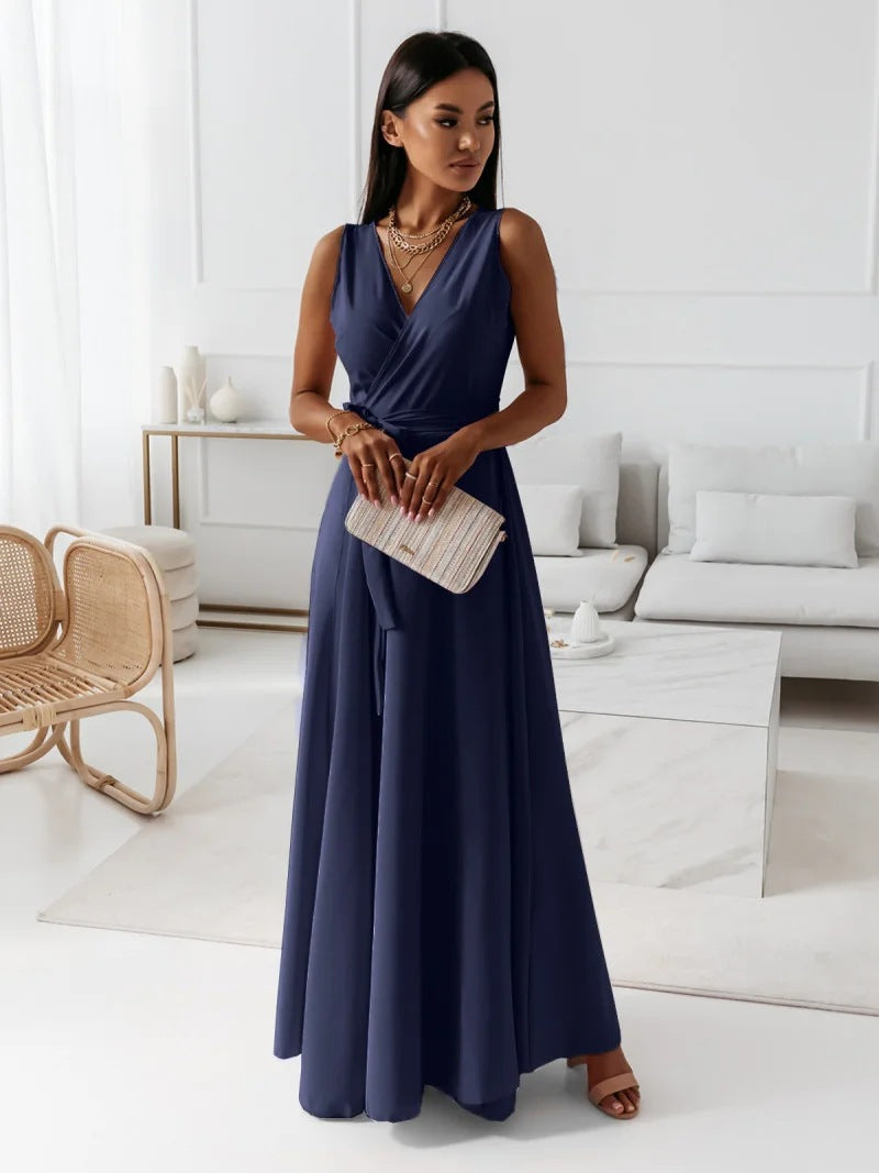 Isabeau – Robe maxi à col en V femme