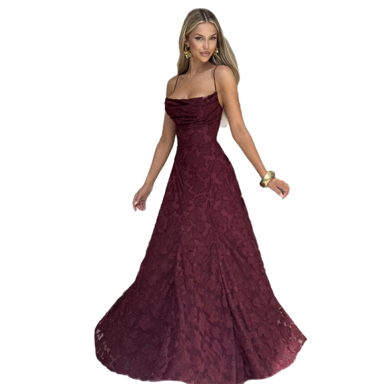 Marguerite – Robe maxi d'été à appliqués en dentelle fleurie femme