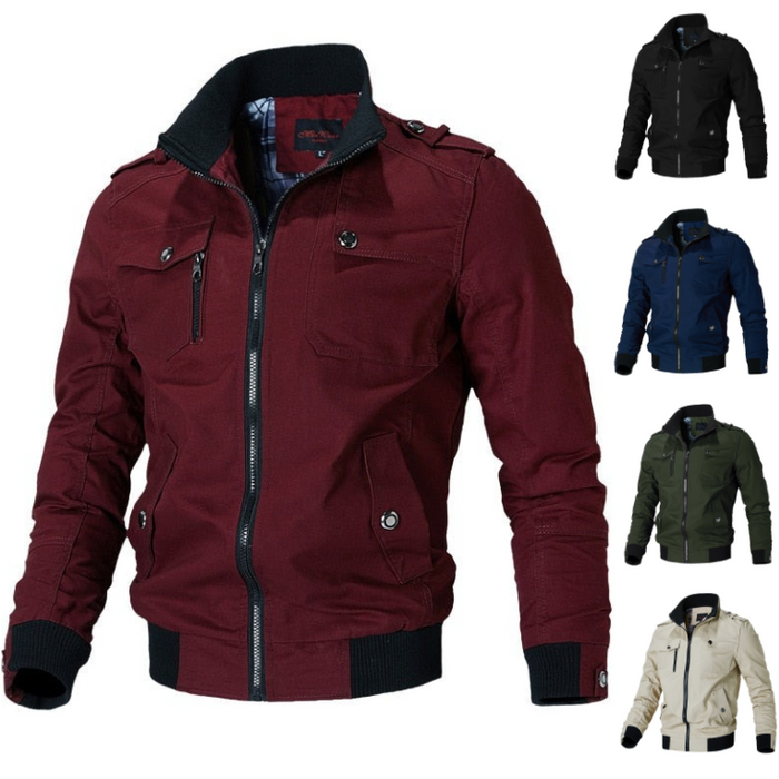 Blouson bomber léger pour homme automne en coton mélangé résistant au style militaire à coupe regular Olaf