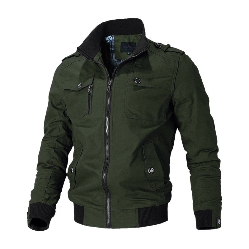 Blouson bomber léger pour homme automne en coton mélangé résistant au style militaire à coupe regular Olaf