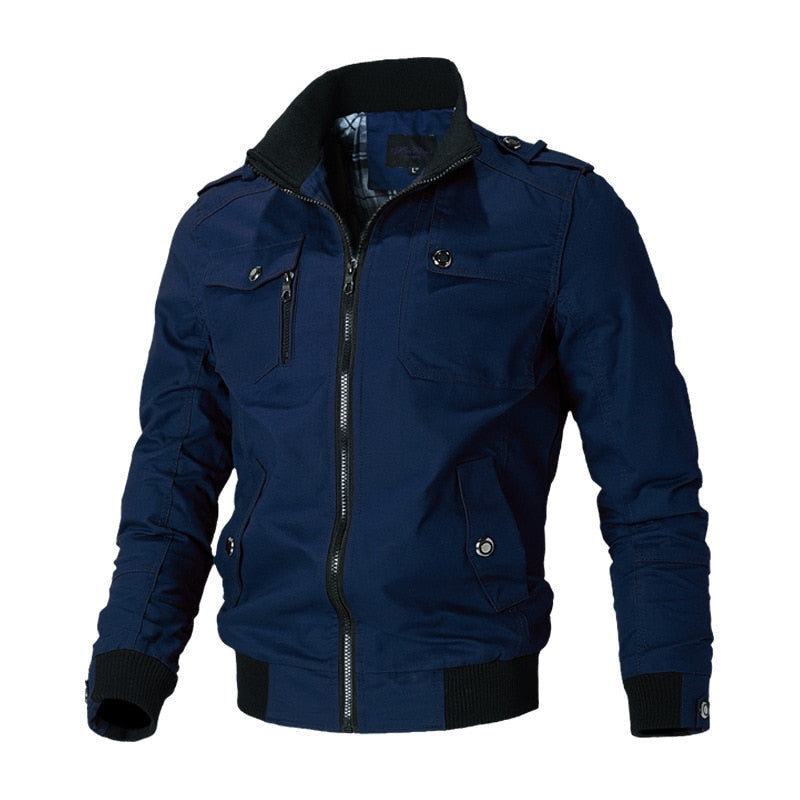 Blouson bomber léger pour homme automne en coton mélangé résistant au style militaire à coupe regular Olaf