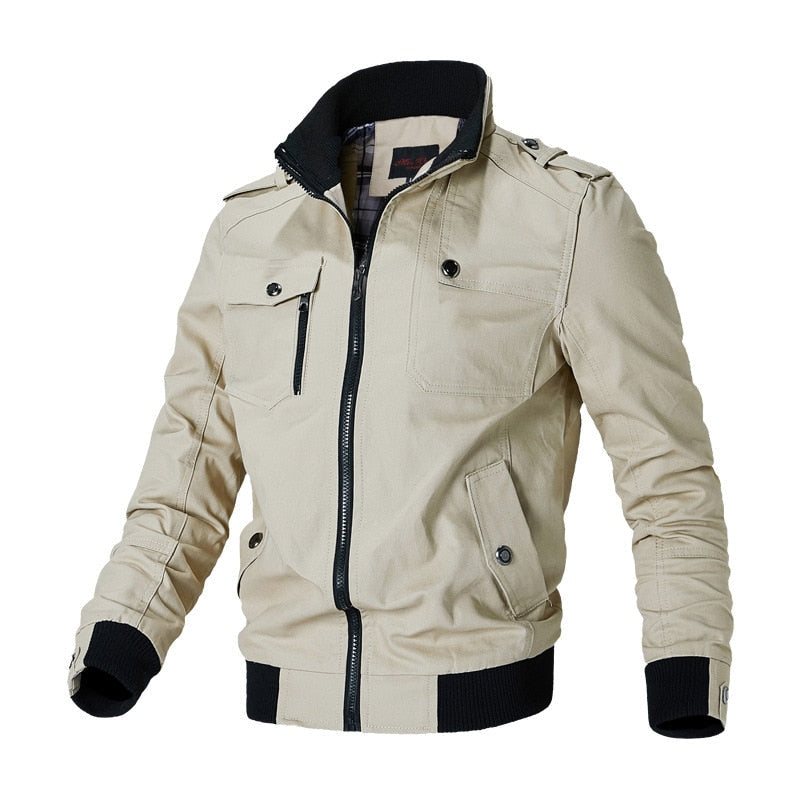 Blouson bomber léger pour homme automne en coton mélangé résistant au style militaire à coupe regular Olaf