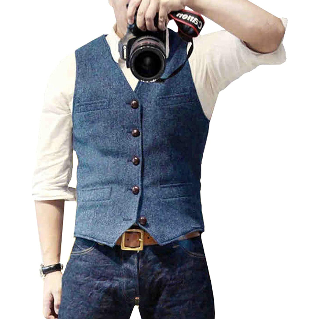 Gilet pour homme automne structuré en laine mélangée avec coupe ajustée Oliver