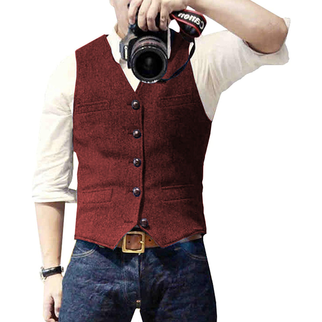 Gilet pour homme automne structuré en laine mélangée avec coupe ajustée Oliver