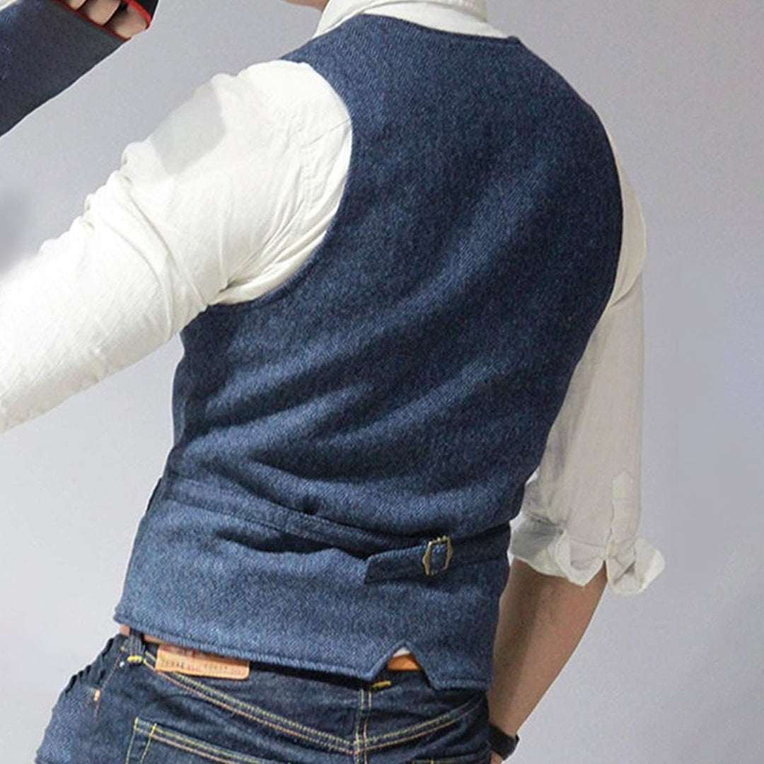 Gilet pour homme automne structuré en laine mélangée avec coupe ajustée Oliver