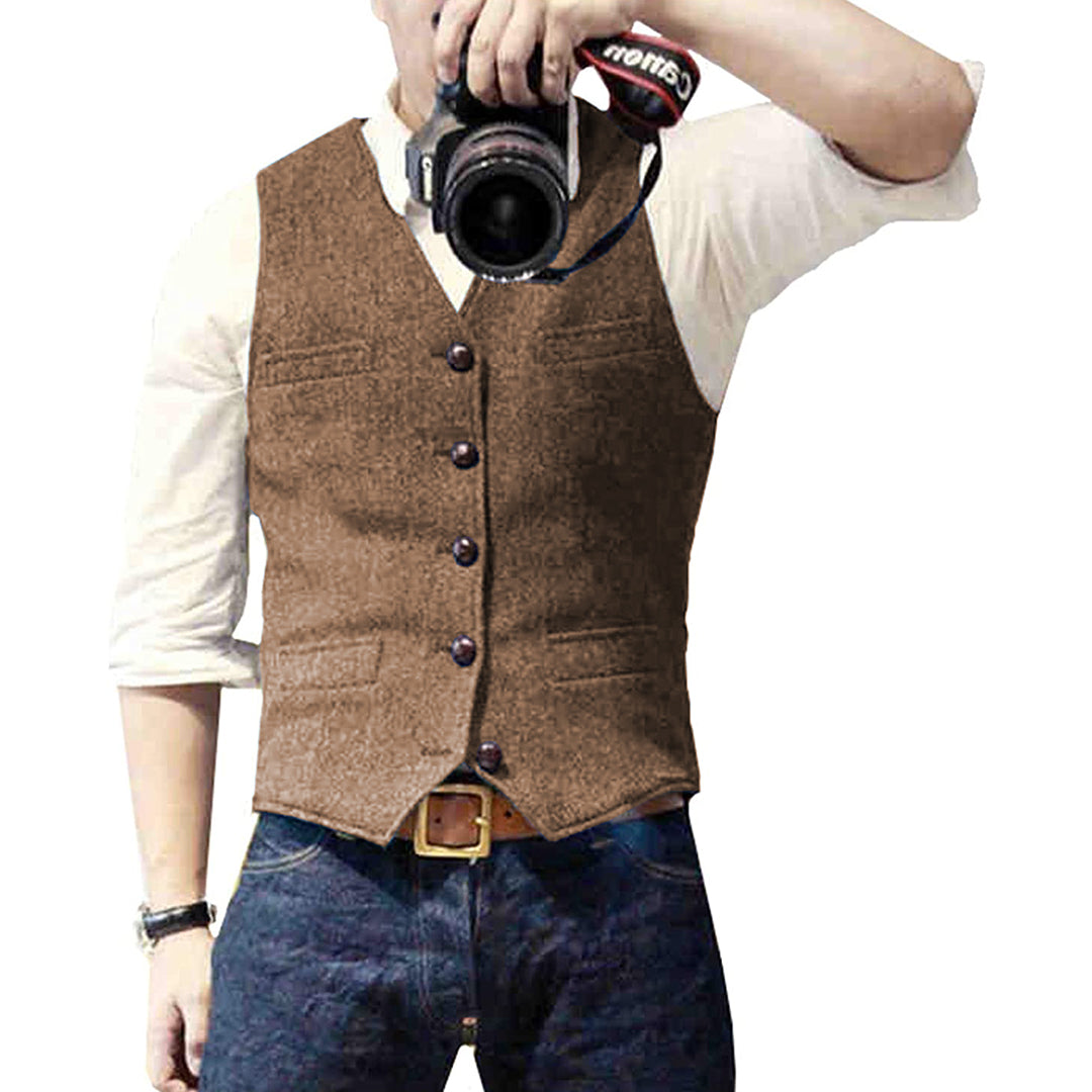 Gilet pour homme automne structuré en laine mélangée avec coupe ajustée Oliver