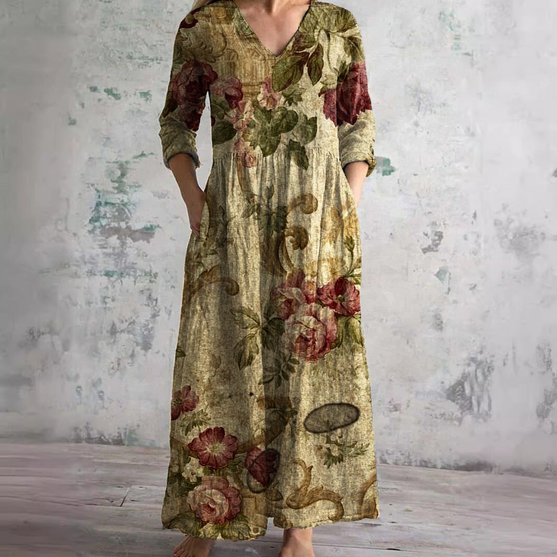Émilie – Robe midi d'été fleurie femme