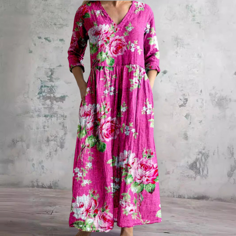 Émilie – Robe midi d'été fleurie femme