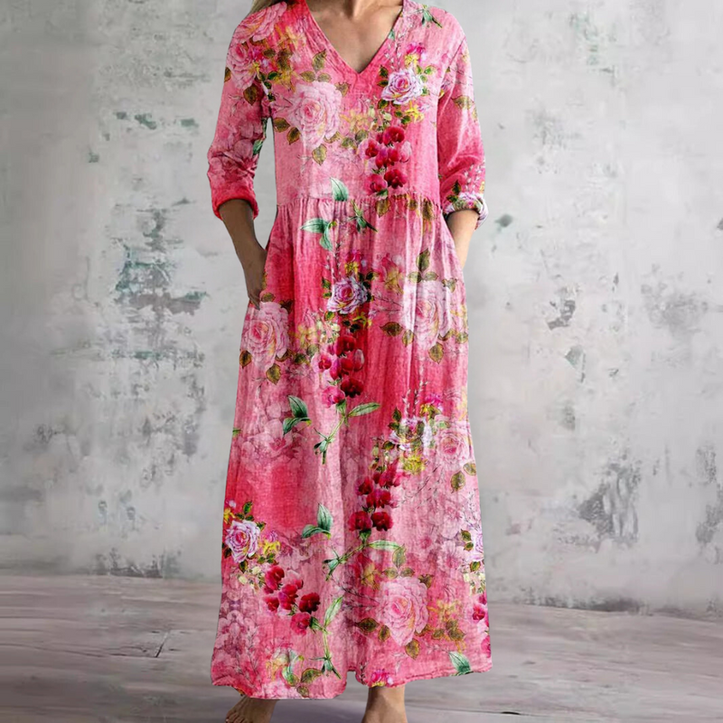 Émilie – Robe midi d'été fleurie femme