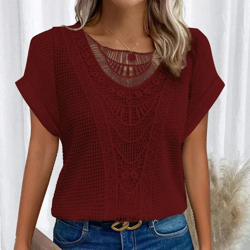 Blouse femme élégante à détails en dentelle
