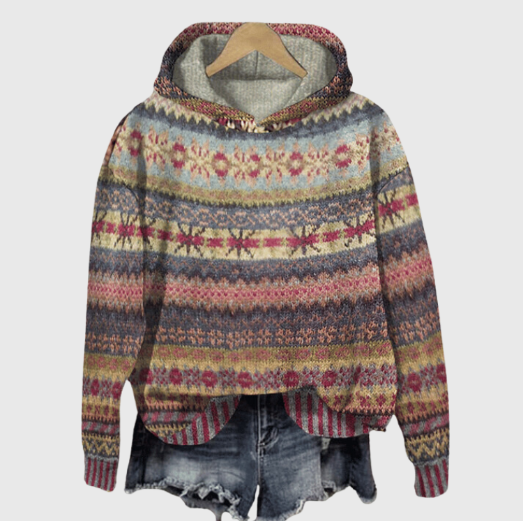 Pull en maille douce pour femme automne chaud avec motif nordique à coupe décontractée Solveig