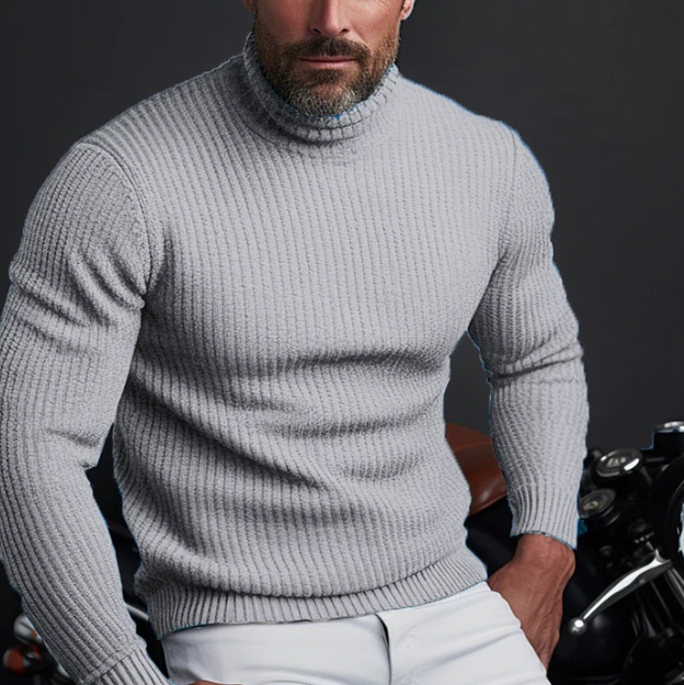 Pull à col roulé pour homme doux et résistant en coton coupe slim Marc