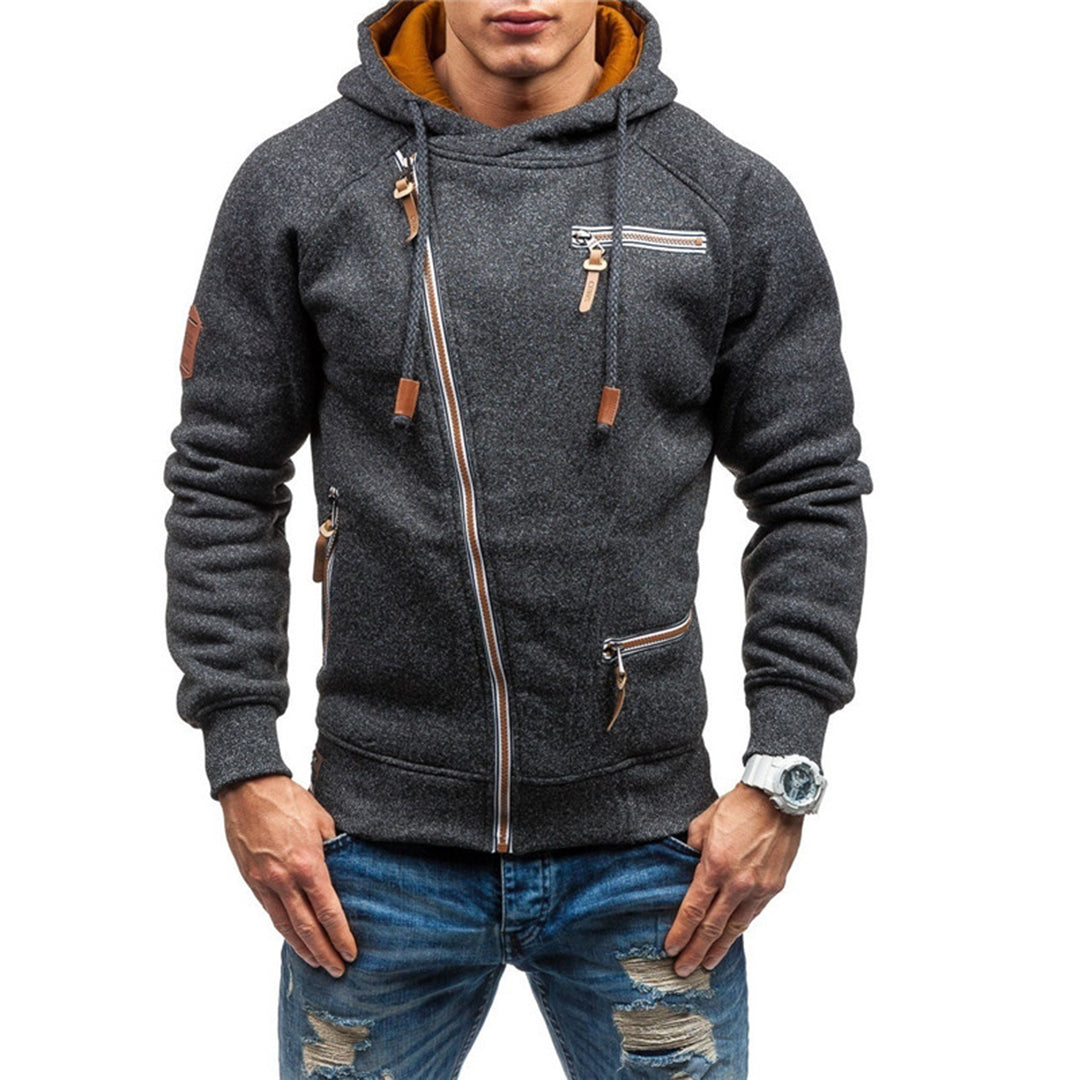 Sweat zippé à capuche pour homme automne en polaire chaude à coupe décontractée Soren