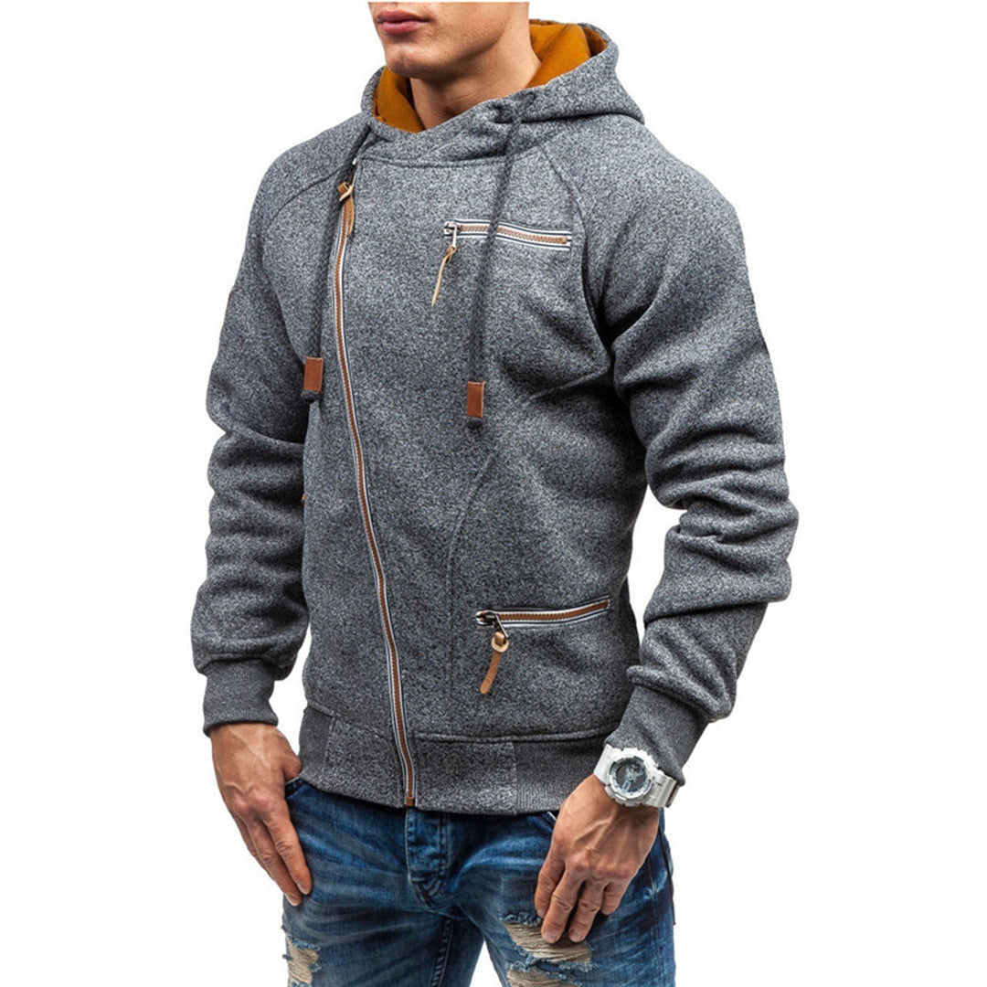Sweat zippé à capuche pour homme automne en polaire chaude à coupe décontractée Soren