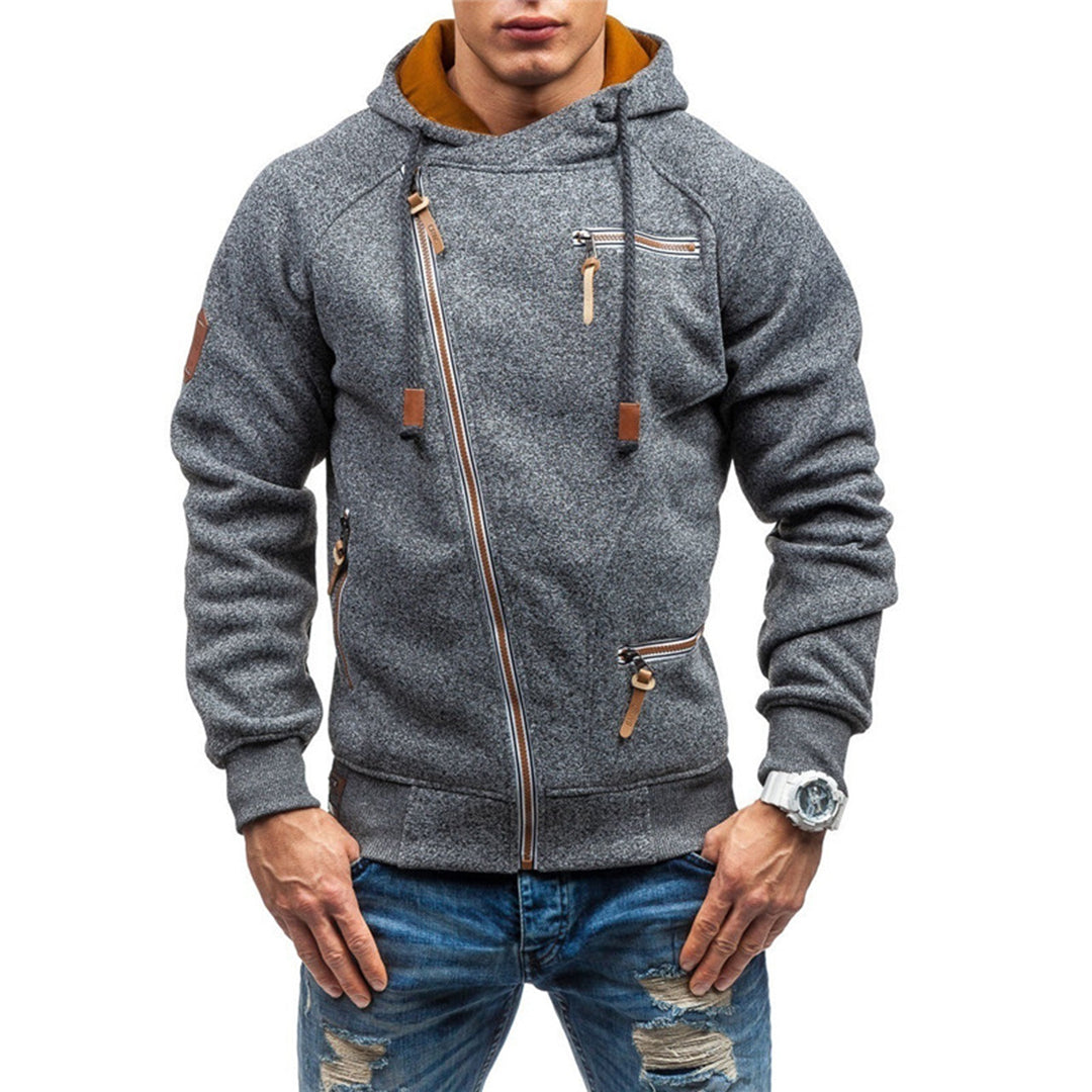 Sweat zippé à capuche pour homme automne en polaire chaude à coupe décontractée Soren