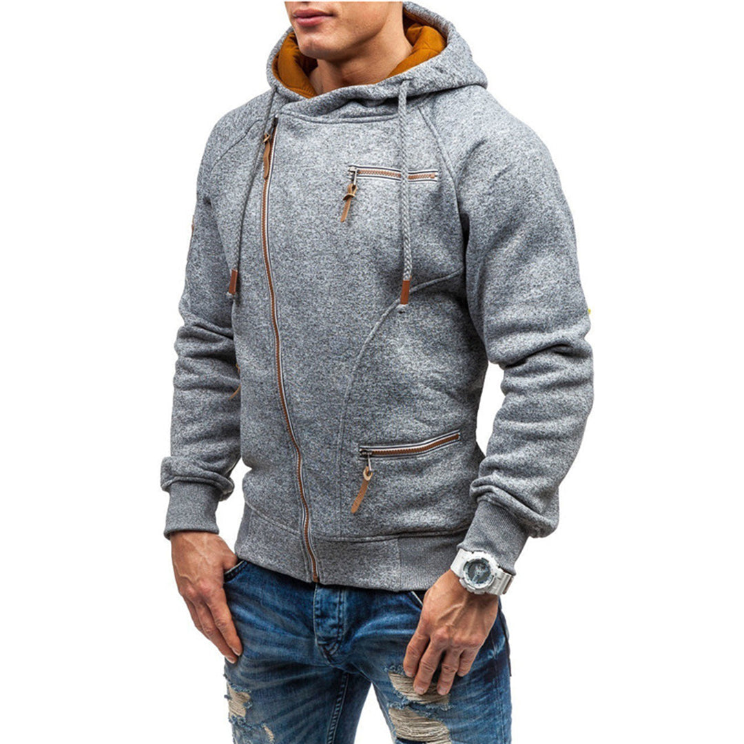 Sweat zippé à capuche pour homme automne en polaire chaude à coupe décontractée Soren