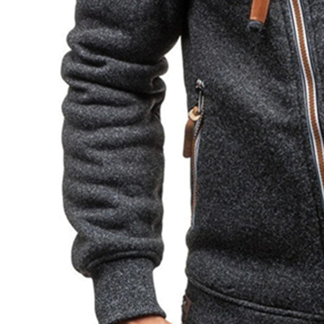 Sweat zippé à capuche pour homme automne en polaire chaude à coupe décontractée Soren