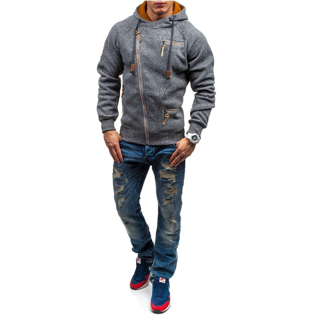 Sweat zippé à capuche pour homme automne en polaire chaude à coupe décontractée Soren