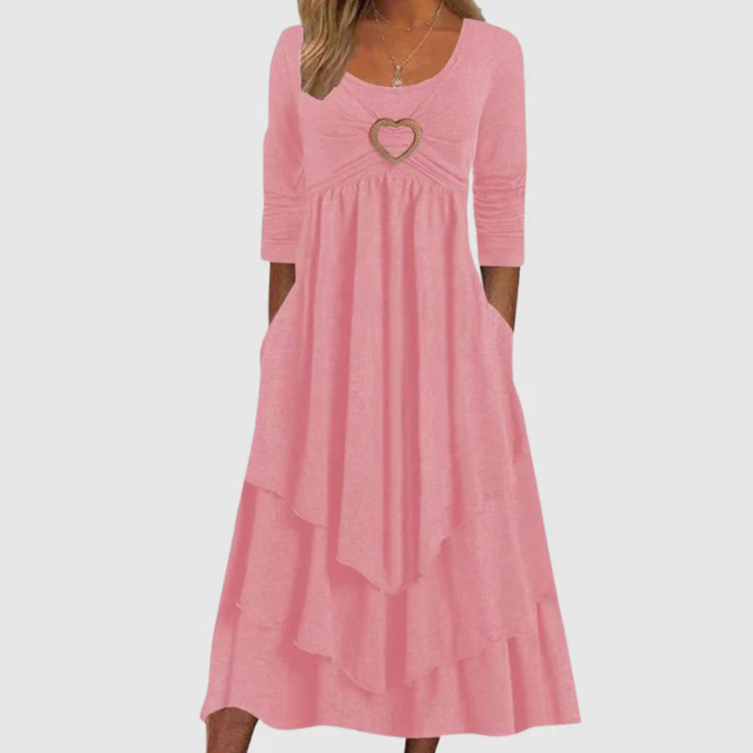 Robe longue décontractée à volants – élégance pratique pour toutes les saisons
