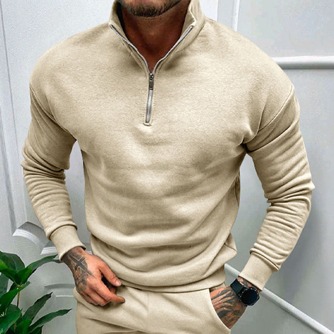 Pull demi-zip pour homme automne en tissu doux à coupe regular au style épuré Russell