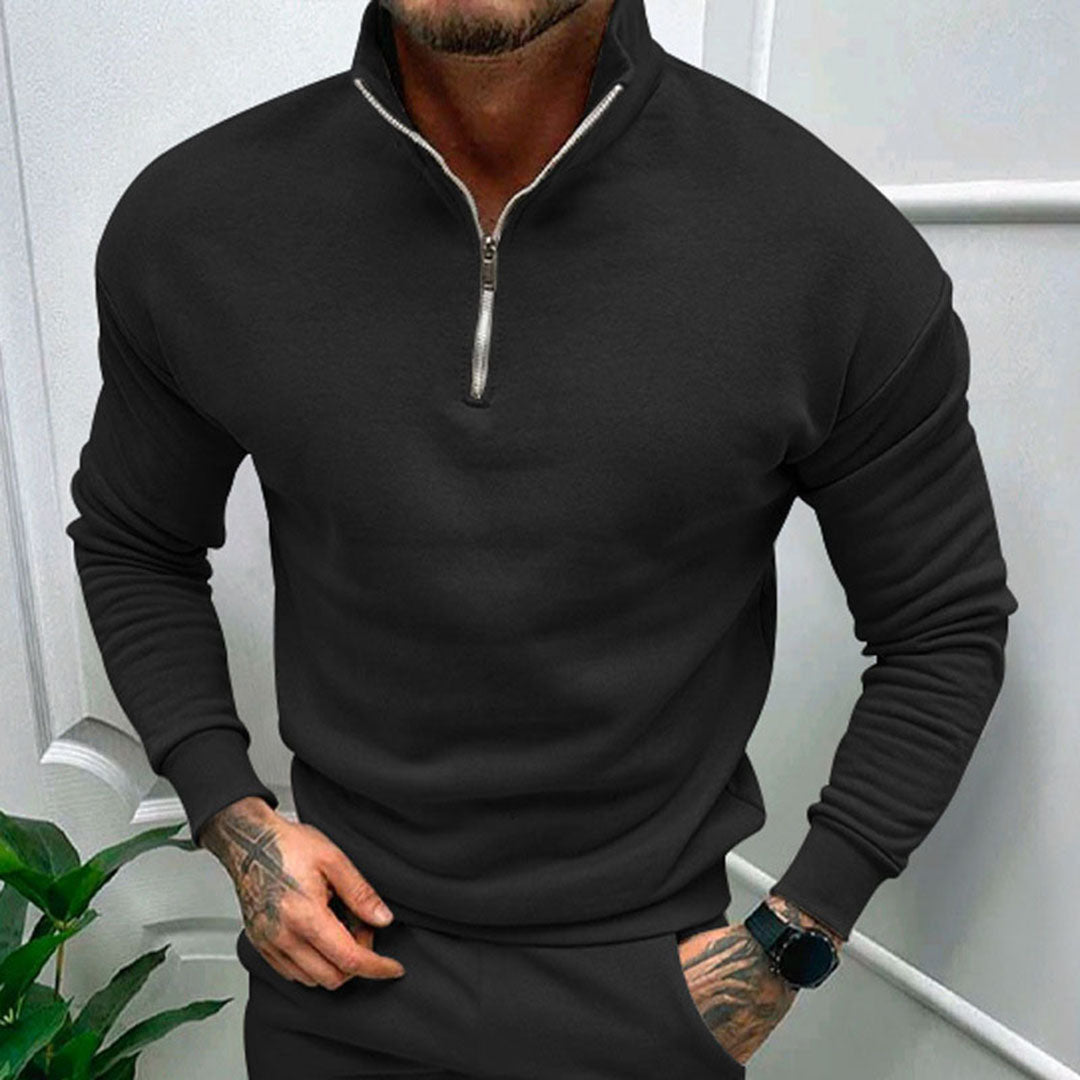 Pull demi-zip pour homme automne en tissu doux à coupe regular au style épuré Russell