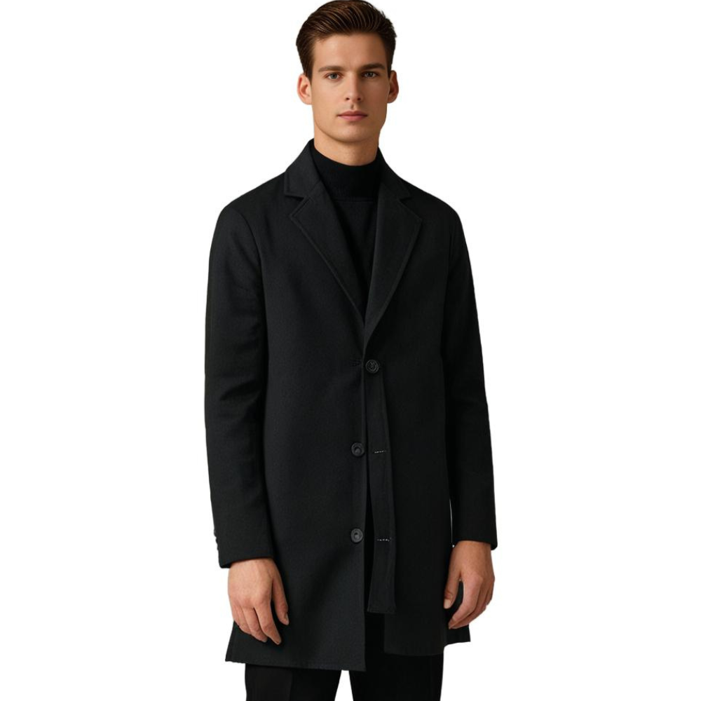 Manteau long élégant pour homme automne en laine mélangée chaud à coupe classique Adrien