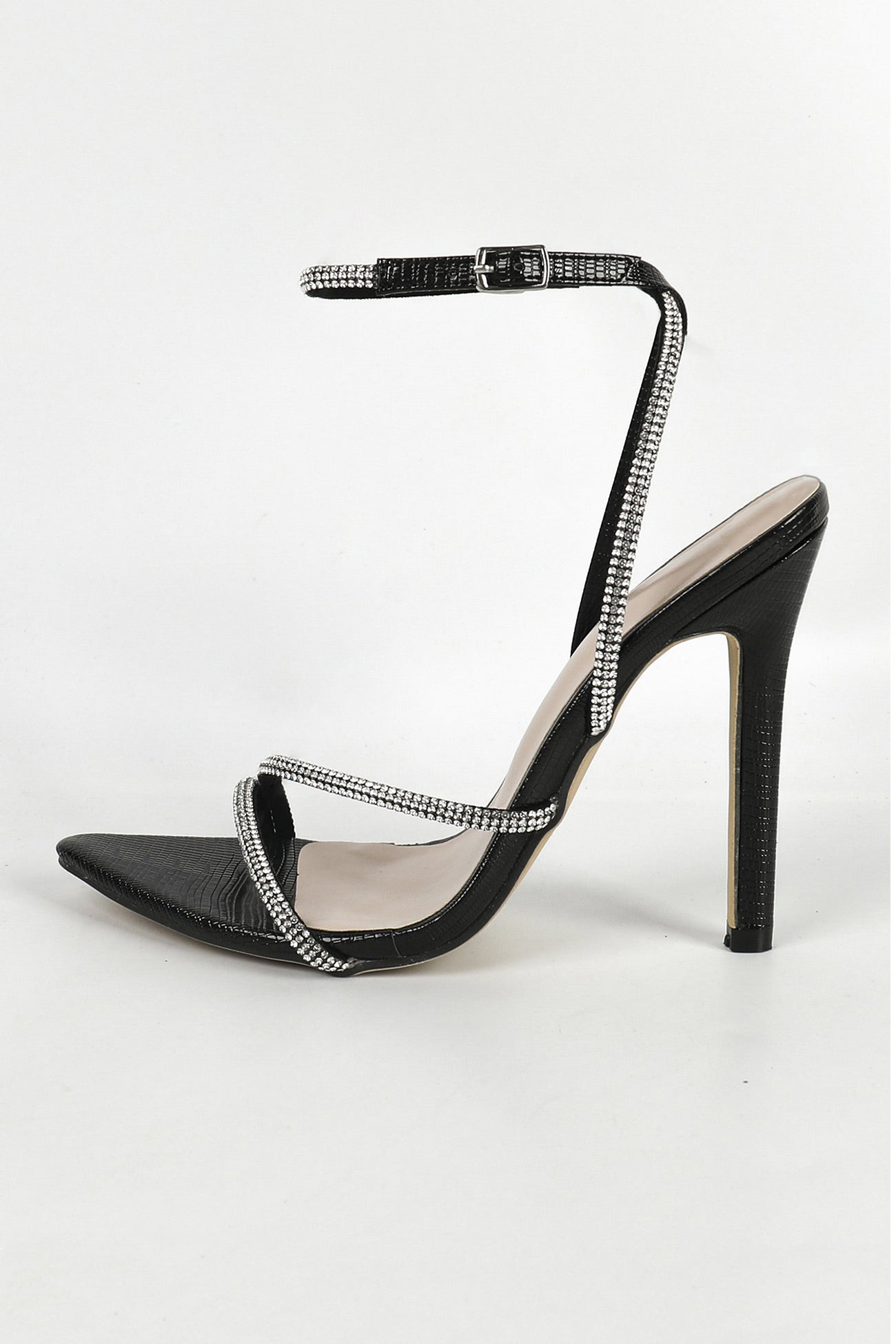 Ariane – Escarpins Pointus à Strass et Talon Haut