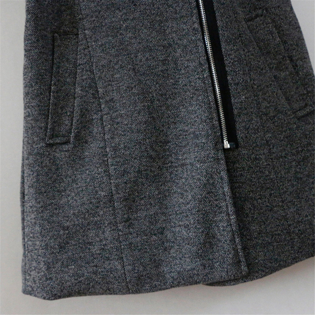 Manteau pour femme hiver long chaud avec capuche style biker en tissu épais zippé Élise