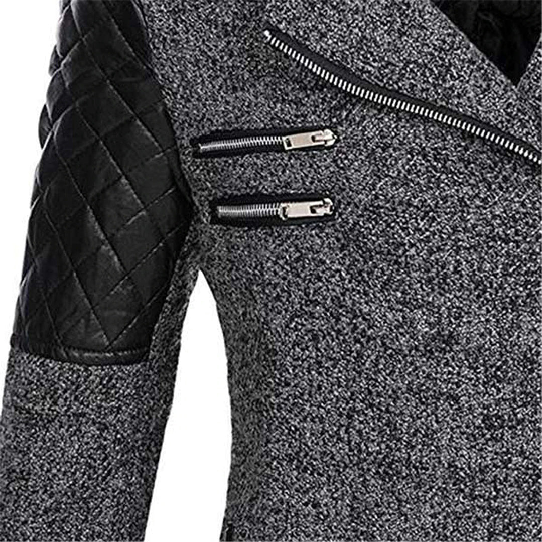 Manteau pour femme hiver long chaud avec capuche style biker en tissu épais zippé Élise