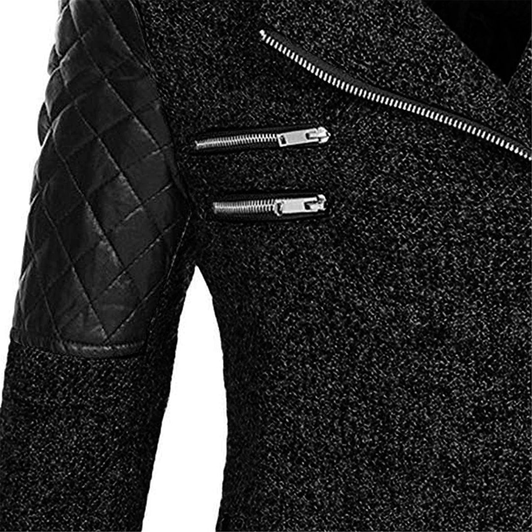 Manteau pour femme hiver long chaud avec capuche style biker en tissu épais zippé Élise