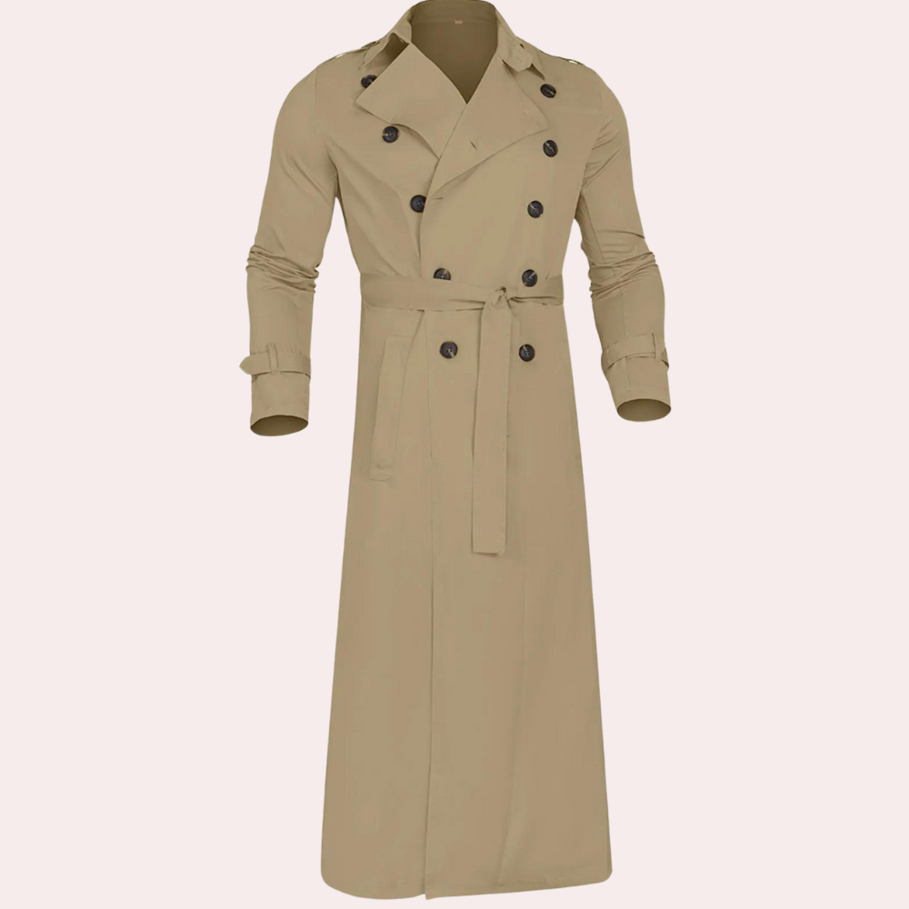 Trench long déperlant pour homme automne en polyester à coupe droite Roberion