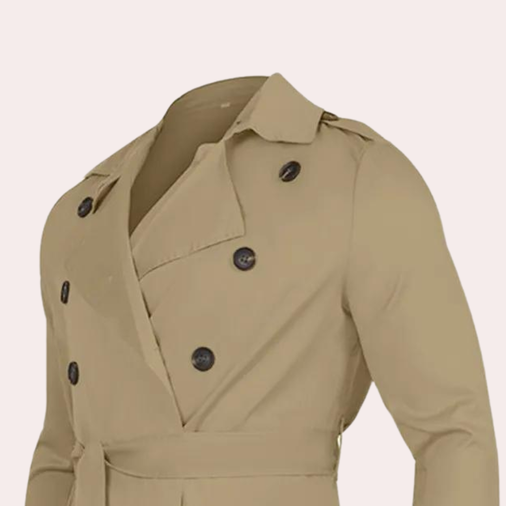 Trench long déperlant pour homme automne en polyester à coupe droite Roberion