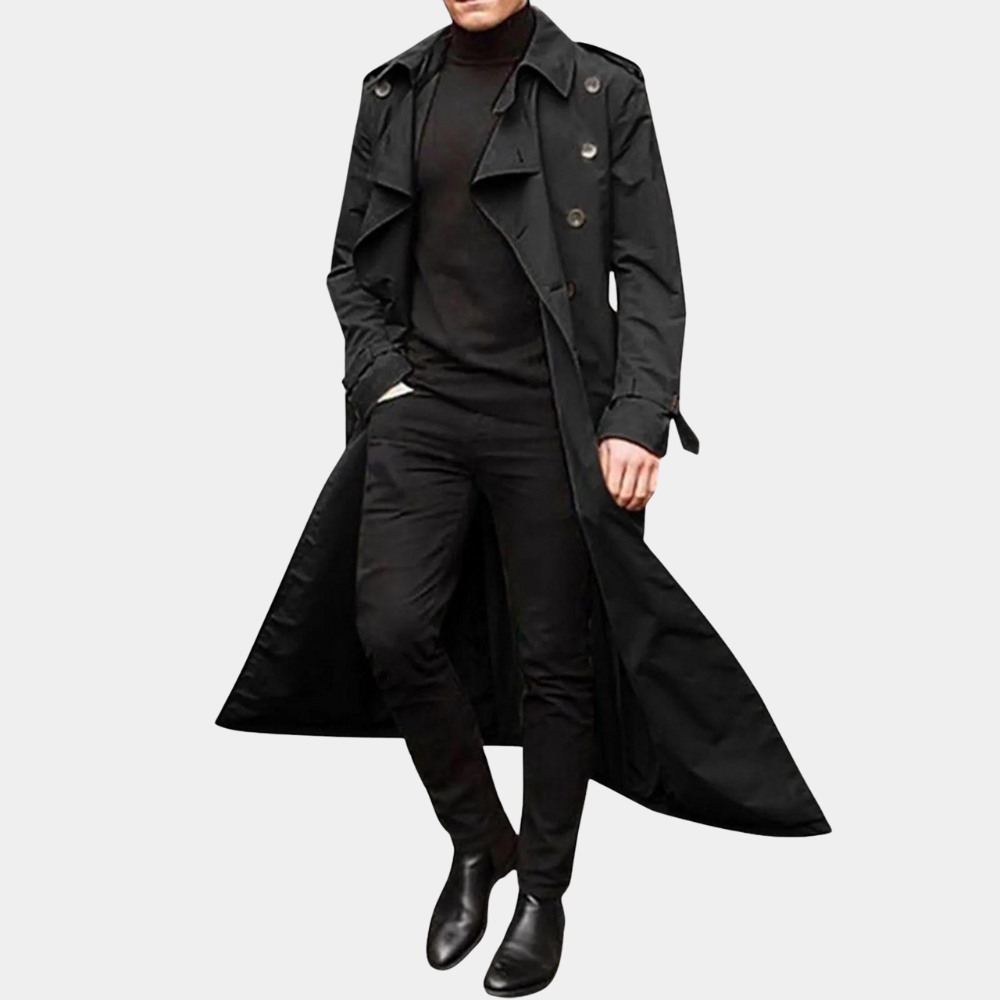 Trench long déperlant pour homme automne en polyester à coupe droite Roberion