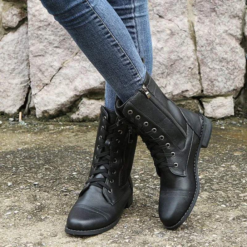Zoé – Bottes femme à lacets et fermeture éclair